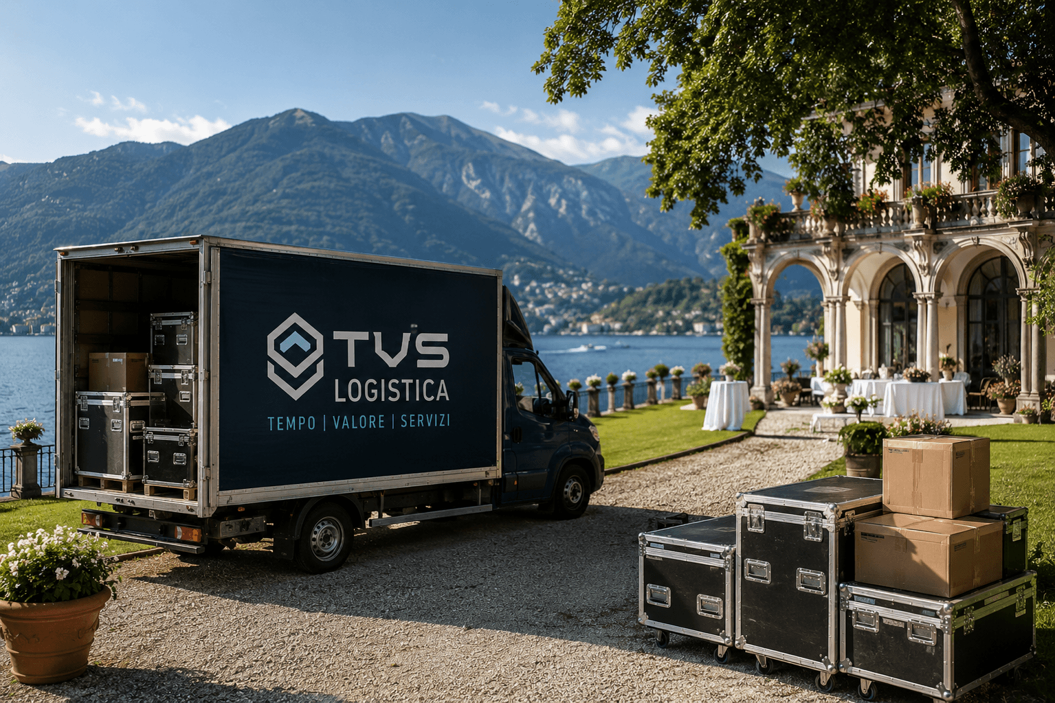 Trasporto e logistica per eventi a Como e sul Lago di Como con mezzo TVS Logistica